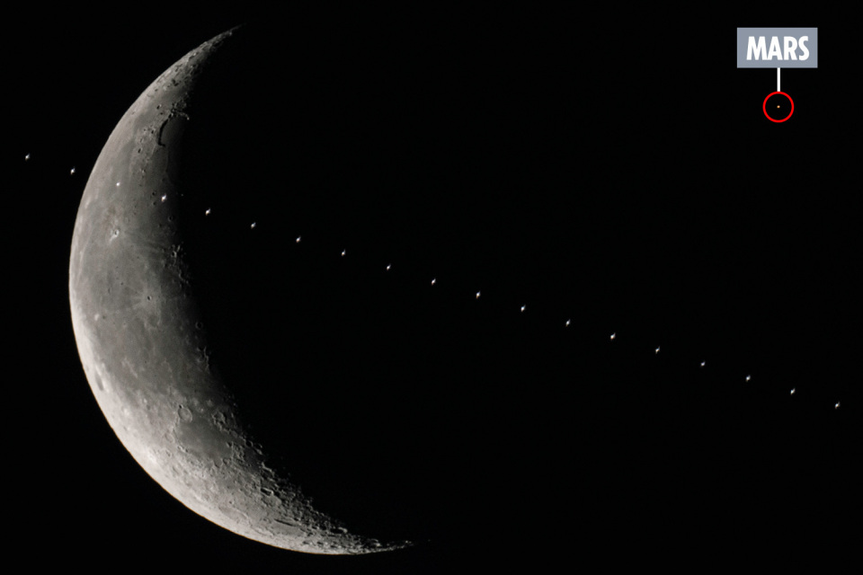  This incredible image shows the ISS passing in front of the Moon