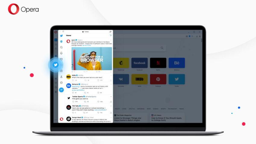 最新的Opera浏览器内置了Twitter