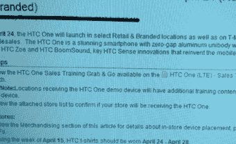 泄漏的图像证实HTCOne将于4月24日登陆T-Mobile