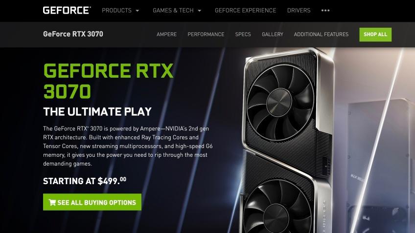 Nvidia的RTX 3070图形卡发布再次令人失望
