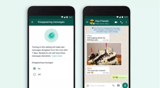 消失的消息一周后会被WhatsApp自动删除