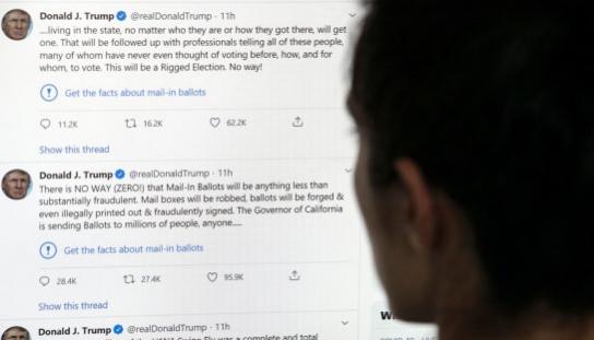 与选举有关的错误信息已被Twitter将30万条推文标记