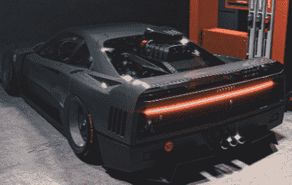 法拉利F40Cyber​​punk渲染与增压V8伸出背部
