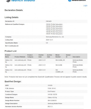 三星Galaxy A32 5G近日已通过Bluetooth SIG认证