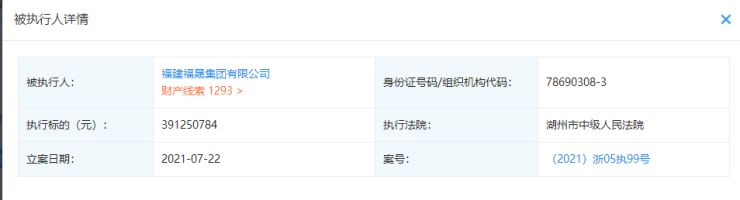 房产资讯：福建福晟集团列为被执行人 执行金额约3.91亿元