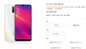 OPPO A11正面采用一块6.5英寸水滴屏