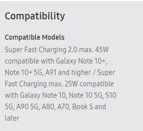 科技推荐：三星GalaxyA91GalaxyA905G在45W快速充电适配器的支持页面上列出