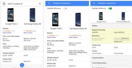 谷歌搜索正在获得一个新的手机比较工具
